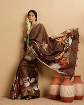 COFFEE COLOUR ZARI STRIPES SILK SAREE